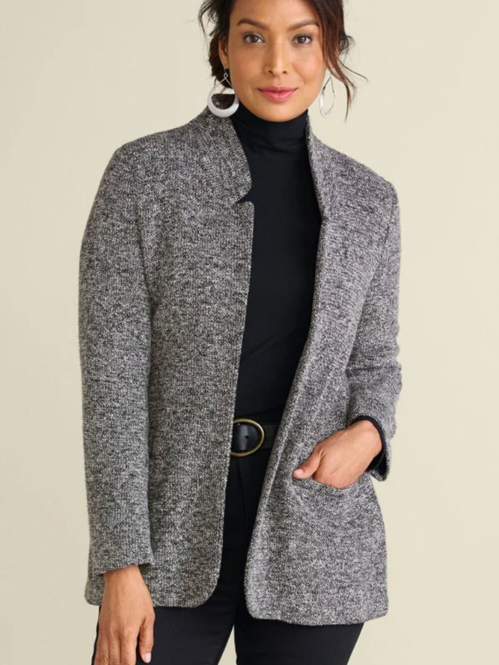 Soft Surroundings St. James Jacket Charcoal Marled Knit Blazer Classic Style 2X